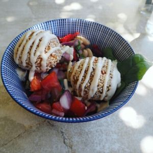 gf rice ball salad  at Red Lime Shack in Port Adelaide