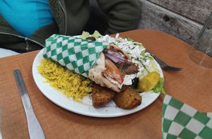 Greek "lamb" pita plate at Veganarie - Resto Végan in Montreal