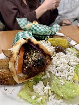 Kofta plate (with greek salad and potatoes)  at Veganarie - Resto Végan in Montreal