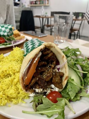Gyro plate (with rice and house salad)  at Veganarie - Resto Végan in Montreal