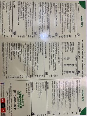Menu  at Veganarie - Resto Végan in Montreal