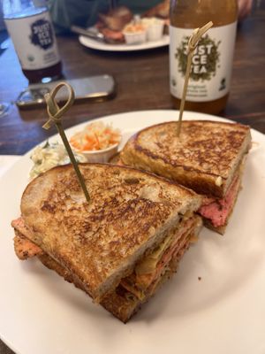 Vegan “corned beef” Reuben on sourdough special for St Pats Day! Delicious!  at North Fork Chocolate & Eatery in Riverhead