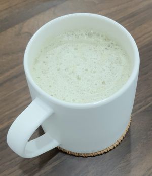 mugwort latte at Shalom Veggie - 샬롬베지 in Seoul