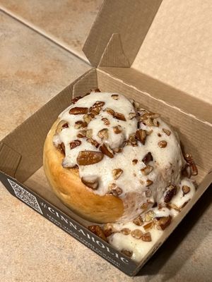 cream sheet frosting with pecans.   at Cinnaholic in Carmel