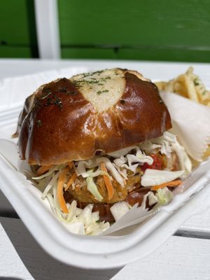 Crabless Crab Cake sandwich was very good  at Black Leaf Vegan Cafe in Indianapolis