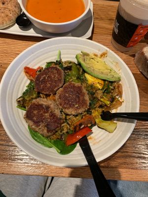 Vegan sweet and spicy kebab bowl at Pressed Cafe in Salem
