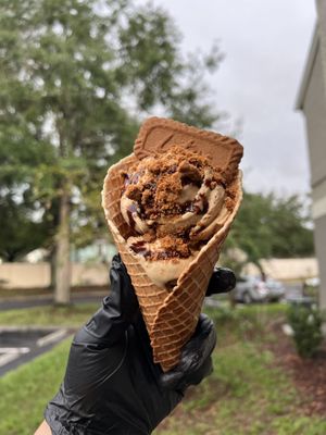 Fresh ice cream cones  at Vegan Scoops in Kissimmee