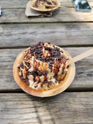 Cookie dough hot plate at Vegan Scoops in Kissimmee