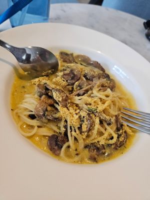Soy milk Cabonara ~ 11/5/24 at Real Food 真食 - Orchard in Central Singapore