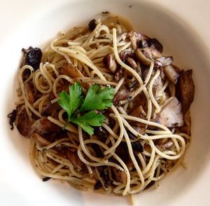 Mushrooms aglio olio. Very nice. at Real Food 真食 - Orchard in Central Singapore