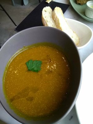Pumpkin soup at Real Food 真食 - Orchard in Central Singapore