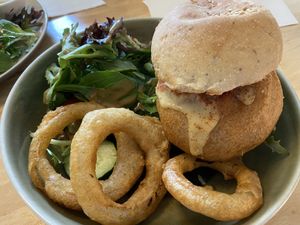 Portobello burger  at Real Food 真食 - Orchard in Central Singapore