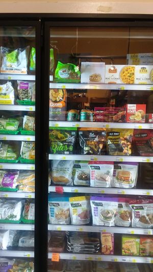 Some vegan options in the freezer case at Brighter Day Natural Foods in Savannah