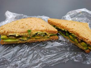 Ultimate veggie sandwich from deli inside at Brighter Day Natural Foods in Savannah