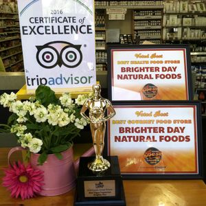 Recent awards at Brighter Day Natural Foods in Savannah