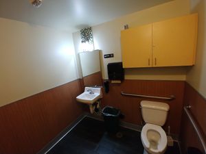 Restroom, appear to be wheelchair accessible at MAD Greens in Boulder