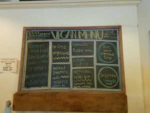 The vegan menu that day. Changes every day. at Four Seasons Natural Foods Cafe in Saratoga Springs