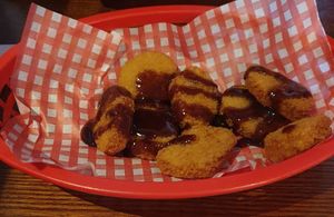 Starter: Impossible nuggets with Texan BBQ sauce at Hungry Horse - Matchstick Man in Salford