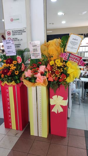 Opening well wishes for the stall at Perfect Vegetarian 圓滿素食 - Tiong Bahru in Central Singapore