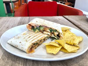 Spicy chick’n wrap  at This Must Be The Place in Holywood