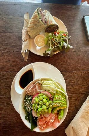 Poke Bowl & Plant based meat wrap 😋 at Annie Sweetery & Eatery - Bo Put in Koh Samui