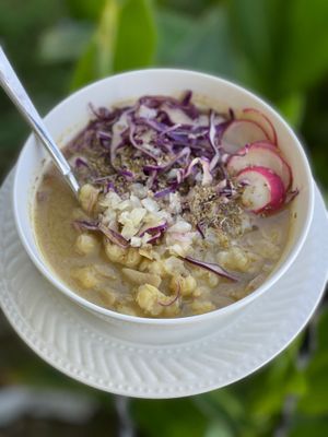 More pozole that I later warmed up at home.  at Vegan J.A.M. - pop-up in Los Angeles