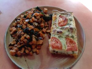 veggie quiche with yam salad at Julia's Kitchen in Boulder