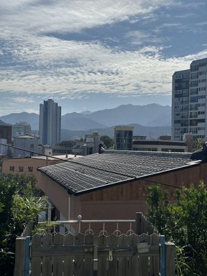 View from the cafes garden   at Chowonhaeng - 초원행 in Sokcho