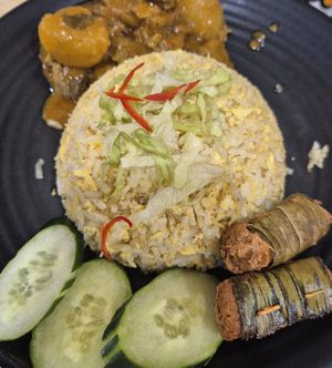 Egg fried rice rice (curry mutton) at Veggie Century in Batu Caves