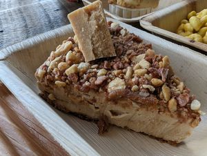 Caramel praline cheezecake (slice) at Plant No. 01 in Lincoln