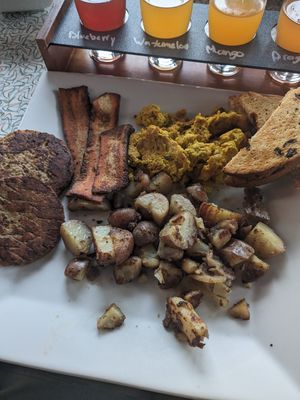 hungry vegan breakfast (i got both bacon and sausage) at Donut Villa Diner - Newton in Newton