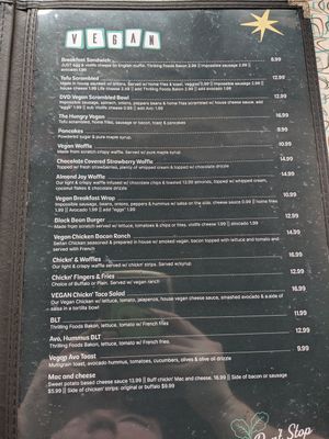 the vegan menu at Donut Villa Diner - Newton in Newton