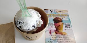 Stracciatella and strawberry at V Gelato in Miami