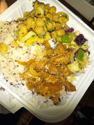 Quinoa, mixed rice, vegan lamb, channa, veggies at Celebrity Pure Vegan in Georgetown