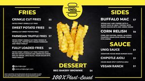 Fry & Side Menu at UNiQ Burger in Scottsdale