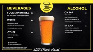 Drink Menu at UNiQ Burger in Scottsdale