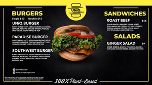 Menu at UNiQ Burger in Scottsdale