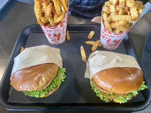 We had the Southwest Burgers and they were delicious. My husband had the Cajun fries and I had the regular both were good. I  dipped my fries in their Ranch dressing a real treat.  at UNiQ Burger in Scottsdale