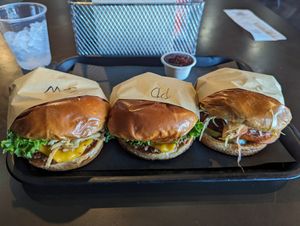 Sweet & Spicy Chicken Sandwich, Paradise Burger, Southwest Burger at UNiQ Burger in Scottsdale