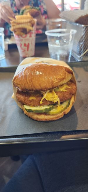 Chicken slaw burger! at UNiQ Burger in Scottsdale