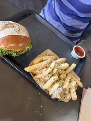 Burger and Parmesan Truffle Fries 😋  at UNiQ Burger in Scottsdale