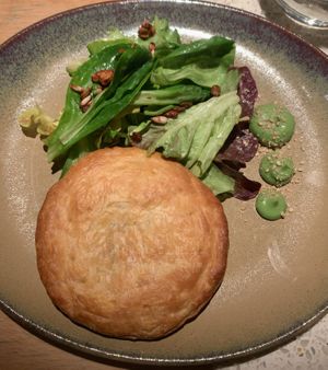 Part of the valentines menu. Spinach stuffed puff pastry with baby spinach on the side  at Verdō in Brussels