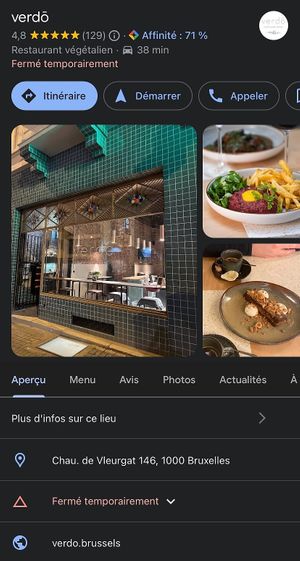 Fermeture temporaire ? at Verdō in Brussels