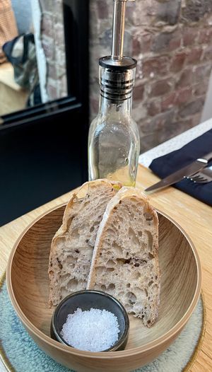 Sourdough bread with olive oil  at Verdō in Brussels