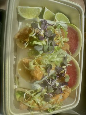 Amazing oyster mushroom tacos 9$ for 3drool  at ChagaRoot in Las Vegas