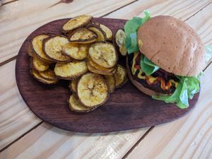 Cheese burger at Vegano O No in Panama City
