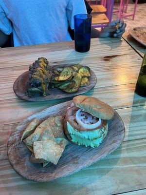 Cheese burger & chili dog  at Vegano O No in Panama City