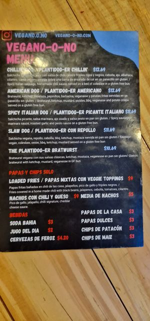 Menu2 at Vegano O No in Panama City