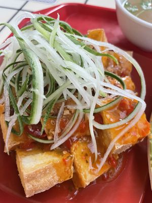 Tofu side dish sweet spicy sauce 4$  at Yi Su Pin 一素品 - Chinatown in Central Singapore