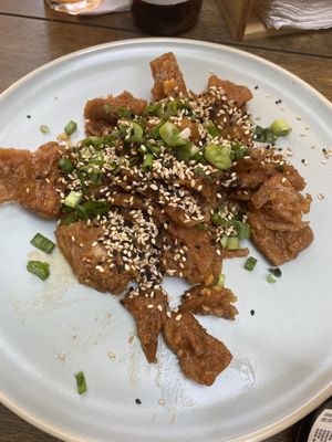 No pollo a la naranja  at Vegan Ramen Mei - Condesa in Mexico City